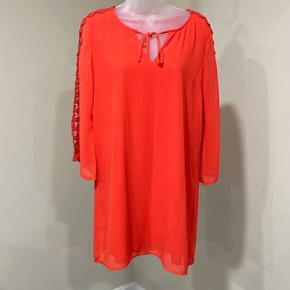 NWT Umgee Orange Dress w/crochet sleeves.  Size S small 4/6